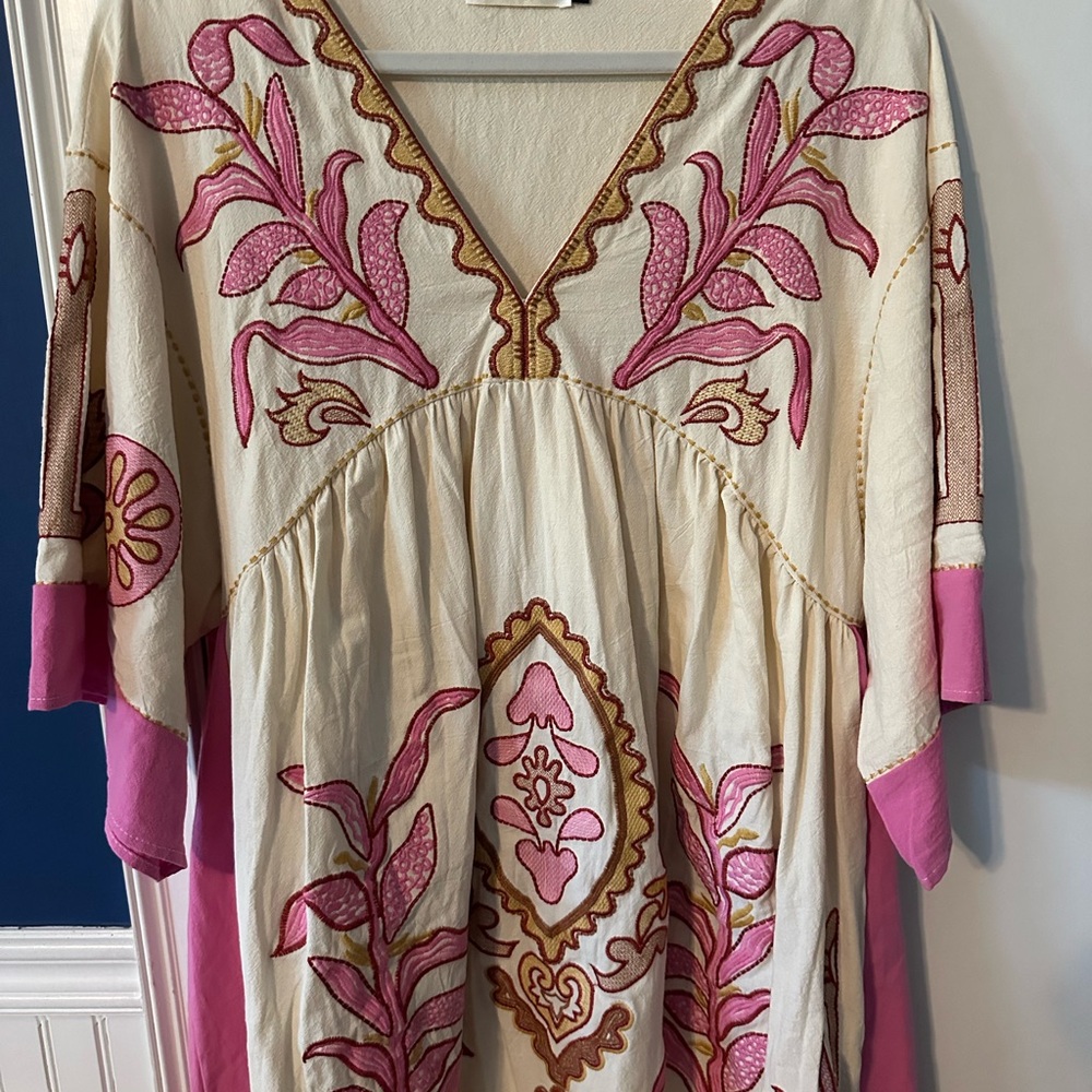 Brooklyn Cloth Embellished Cream and Pink Mini Dress
